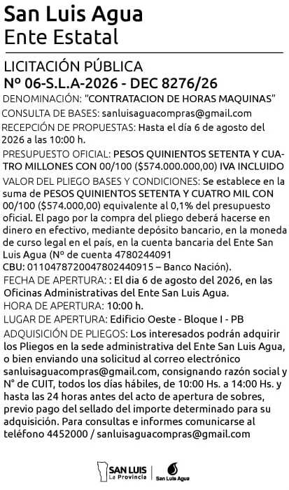 LICITACIÓN N°6 – SLA – 2026